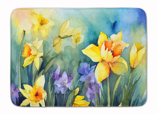 Daffodils in Watercolor Memory Foam Kitchen Mat