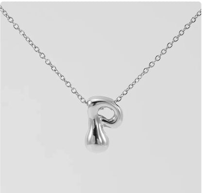 Women's Glossy Bubble Letter Pendant Necklace