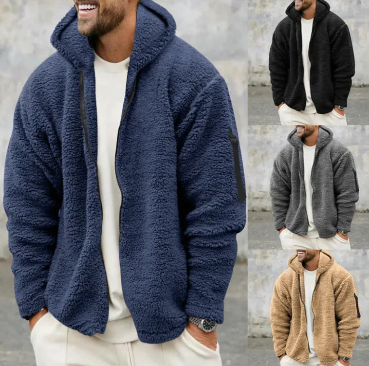 Men's Plush Hooded Jacket