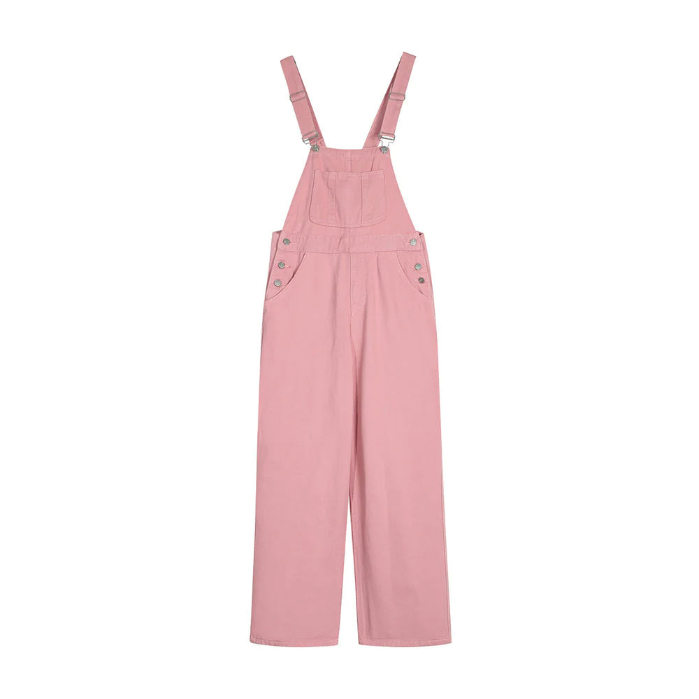 Wide Leg Straight Cargo Overalls