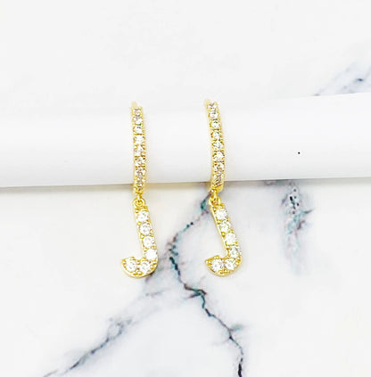 Crystal Initial Drop Earrings