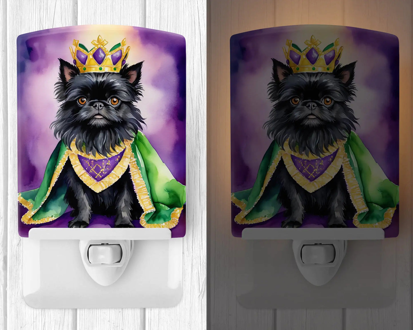 Affenpinscher King of Mardi Gras Ceramic Night Light