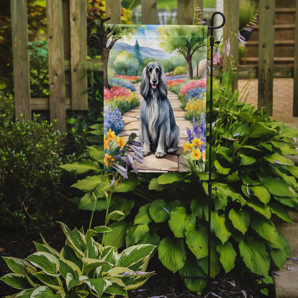 Afghan Hound Spring Garden Garden Flag