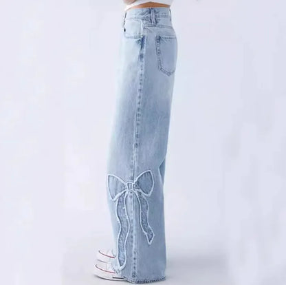 Embroidered Side Frayed Butterfly Trousers