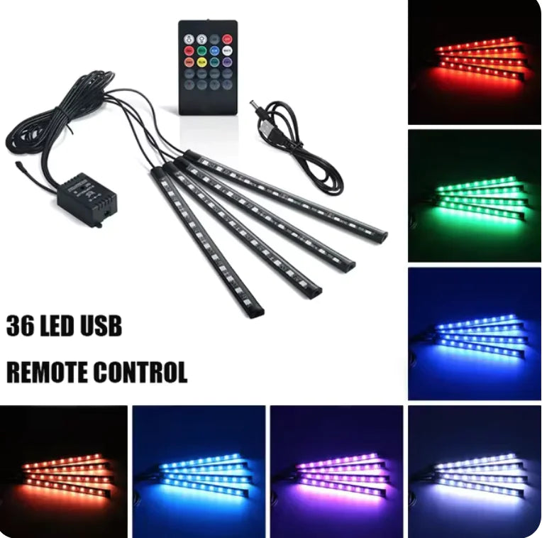 Luzes de LED Controladas por Música para Pés de Carro