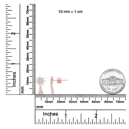 Aretes de Topillo de Árbol de Palma de Diamantes en Oro Rosa de 10K 1/4 Cttw (Color H-I, Claridad I1-I2)