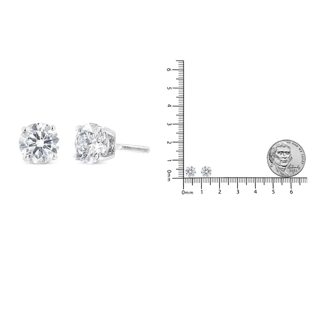 IGI Certified 14K White Gold 1 1/2 Cttw Lab Grown Diamond Solitaire Stud Earrings with Screwbacks (I-J Color, VVS2-VS1 Clarity)