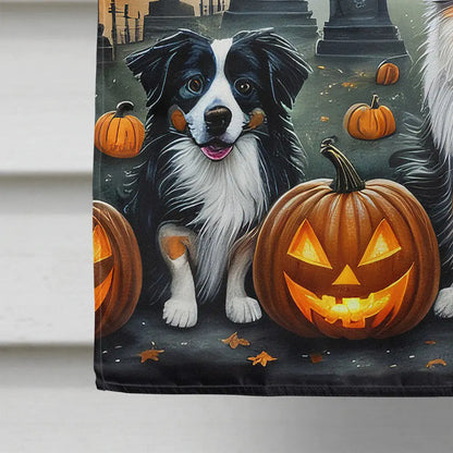 Australian Shepherd Spooky Halloween House Flag