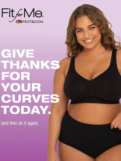 Fruit of the Loom Fit for Me Women's Plus-Size Wireless Cotton Bra, Available in Multi Packs! 46D Sand