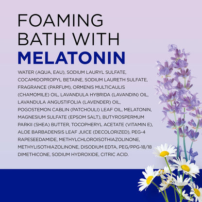 Dr Teal's Foaming Bath with Pure Epsom Salt, Sleep Blend with Melatonin, Lavender & Chamomile Essential Oils, 34 Fl Oz (Pack of 4) (Packaging May Vary)