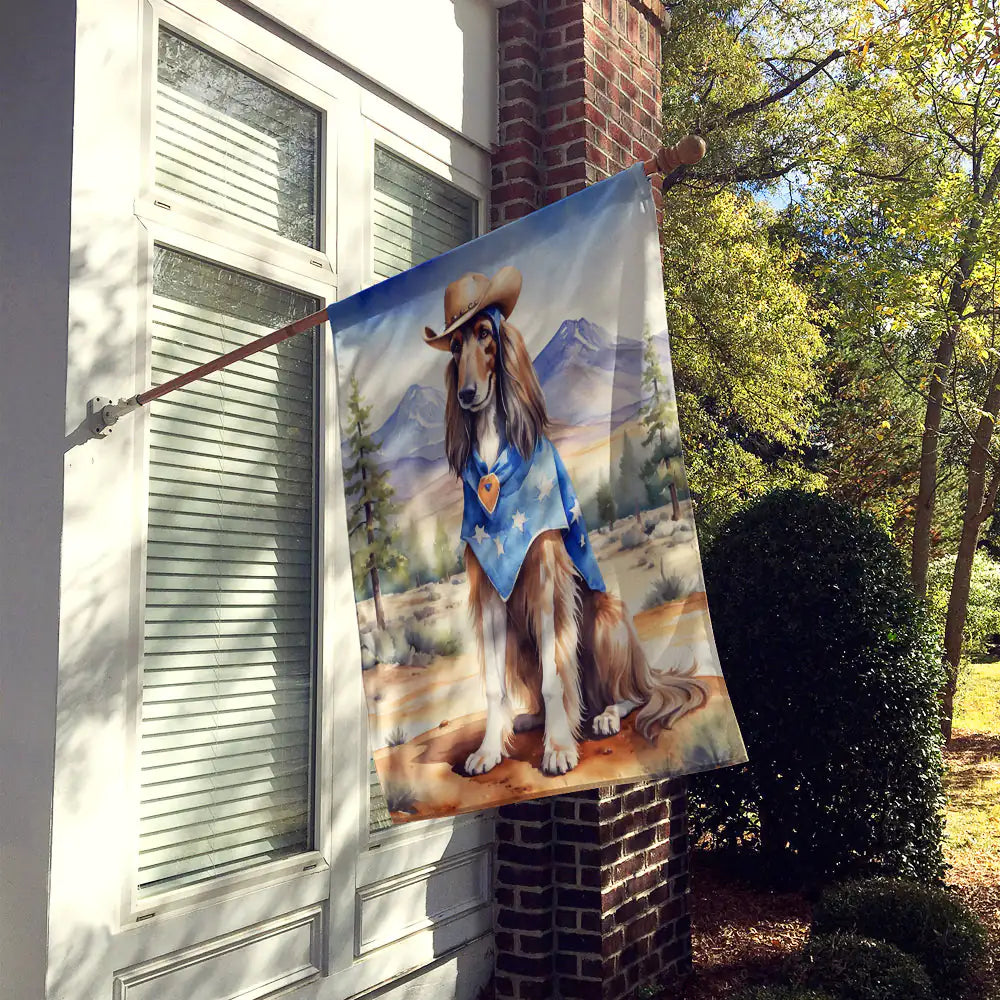 Afghan Hound Cowboy Welcome  House Flag