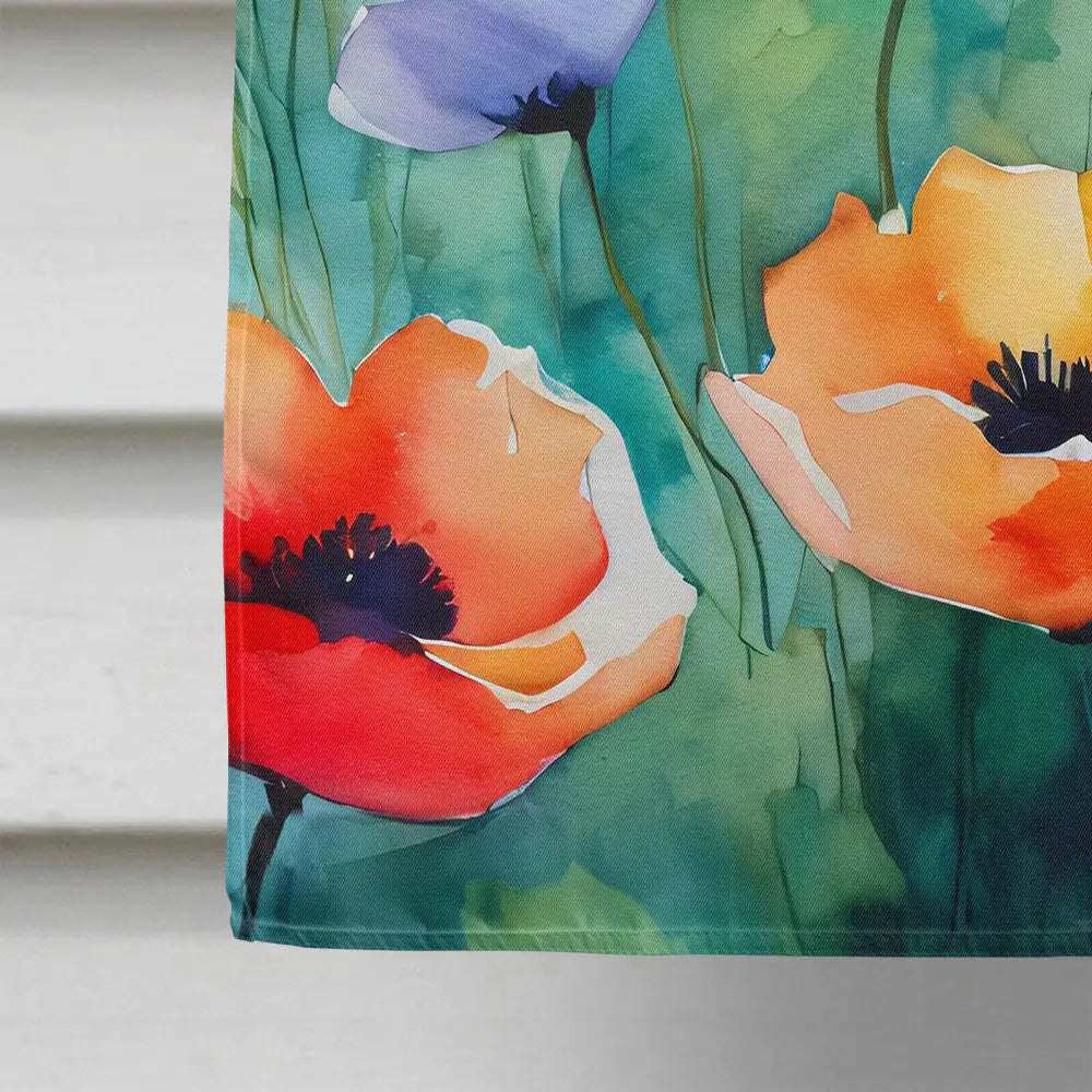 Anemones in Watercolor House Flag