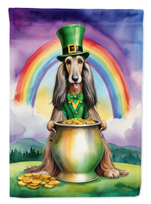 Afghan Hound St Patrick's Day House Flag