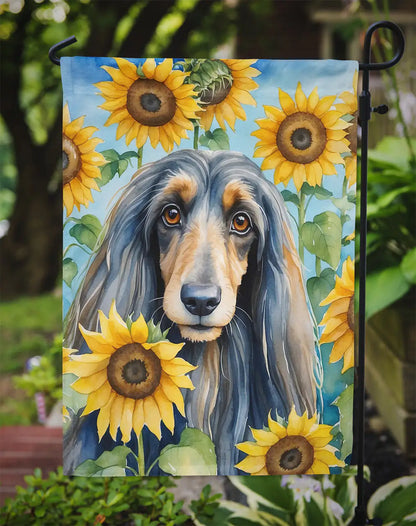 Afghan Hound in Sunflowers Garden Flag