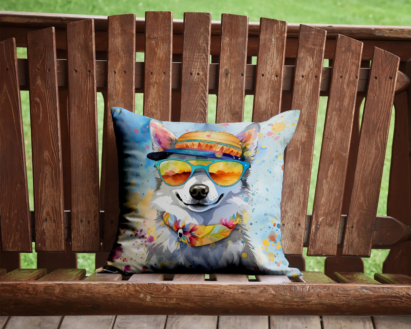 Alaskan Klee Kai Hippie Dawg Throw Pillow