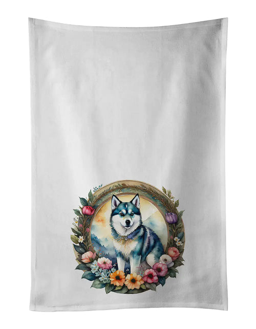 Alaskan Klee Kai and Flowers Kitchen Towel Set of 2