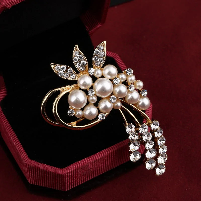 Pearly Flower Swath Brooch