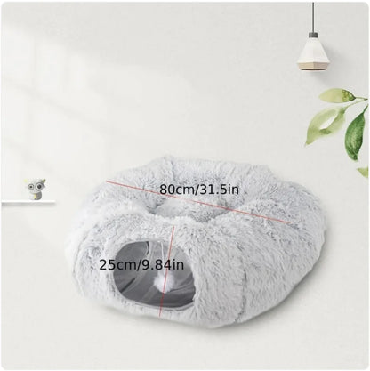 Foldable Plush Winter Cat Tunnel & Nest