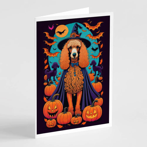 Apricot Standard Poodle Witchy Halloween Greeting Cards Pack of 8