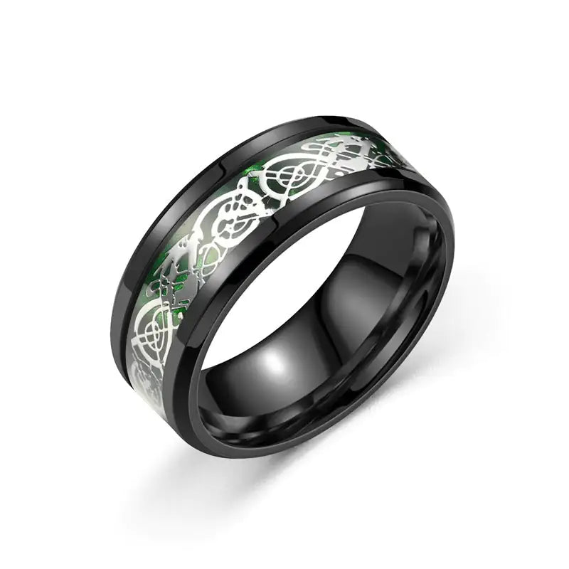 Stainless steel dragon pattern ring