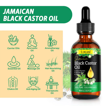 Jamaican Black Castor Oil - 100% Pure and Organic, Cold Pressed in Glass Bottles for Hair Growth, Eyebrow Nourishment, and Skin Hydration