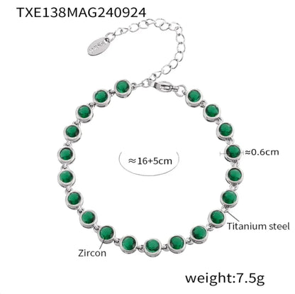 Titanium Steel Zircon Color Mix Bracelet & Necklace Set