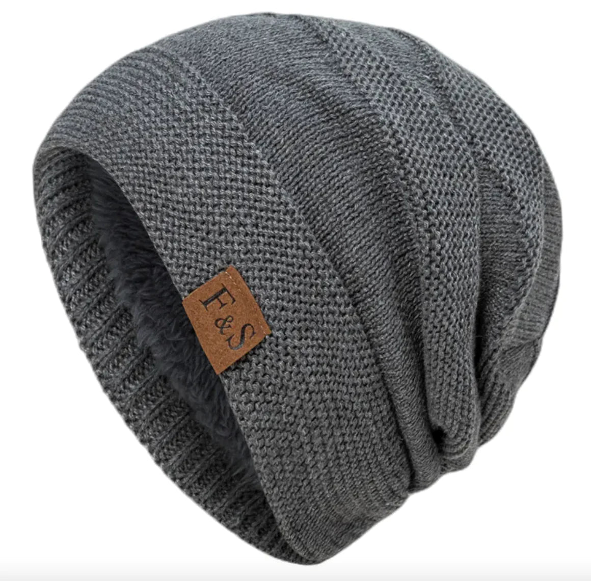 Fleece-Lined Wool Knit Winter Hat