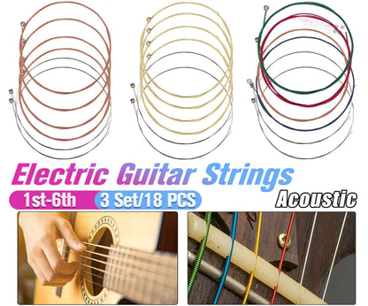 3 Sets of 6 Guitar Strings Replacement Steel String For Acoustic Guitar 1st-6th