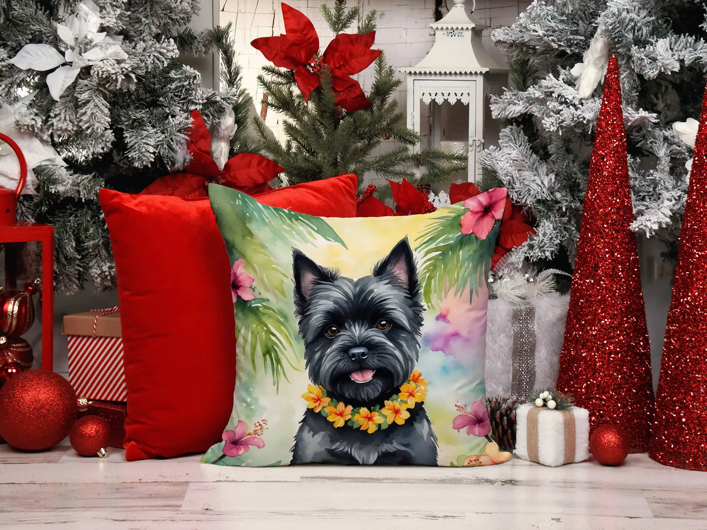 Cairn Terrier Luau Throw Pillow