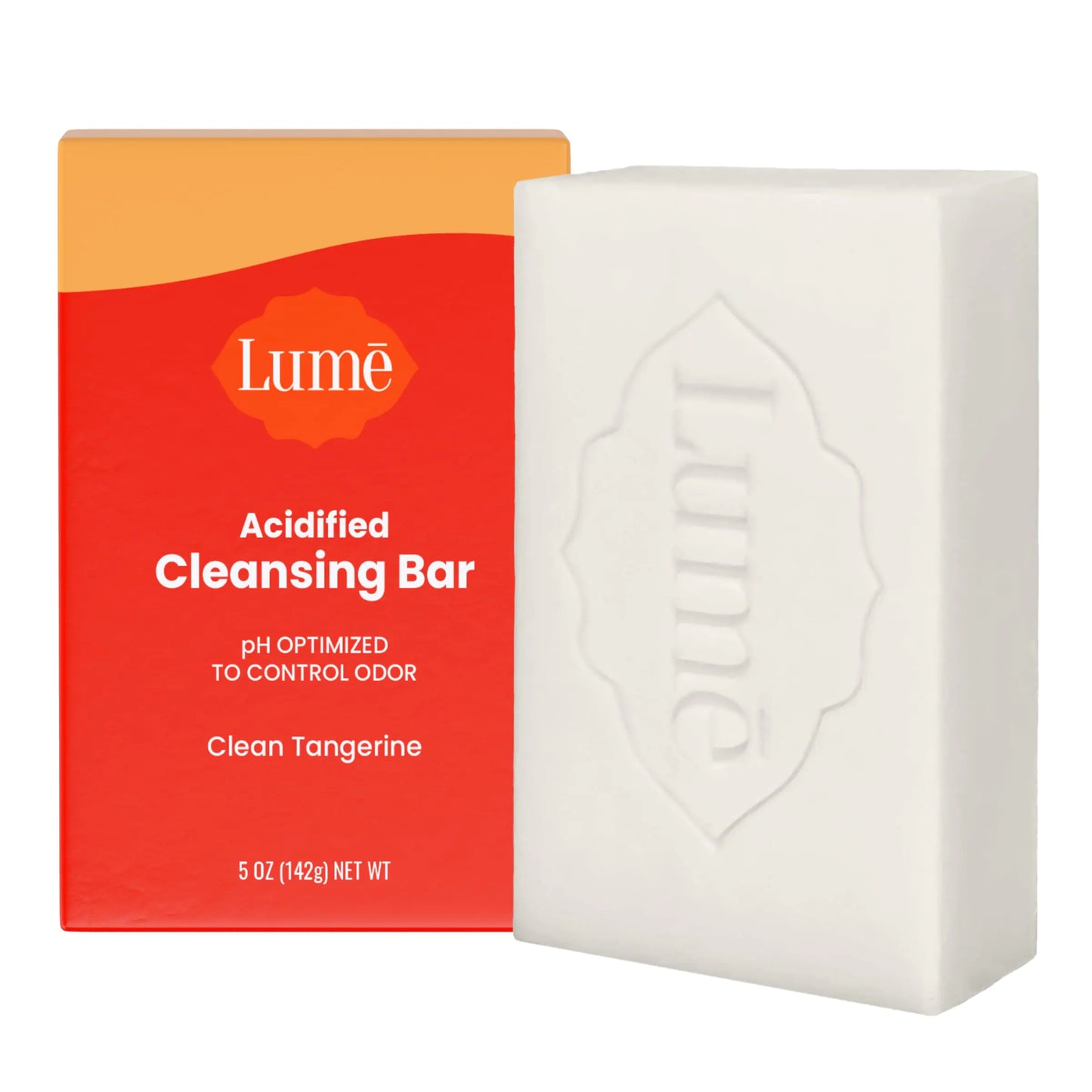 Lume Acidified Body Cleansing Bar - 24 Hour Odor Control - Removes Odor Better than Soap - Moisturizing Formula - Formulated Without SLS orParabens - OB/GYN Developed - 5 ounce (Clean Tangerine) Clean Tangerine