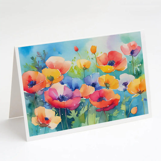 Anemones in Watercolor Greeting Cards Pack of 8