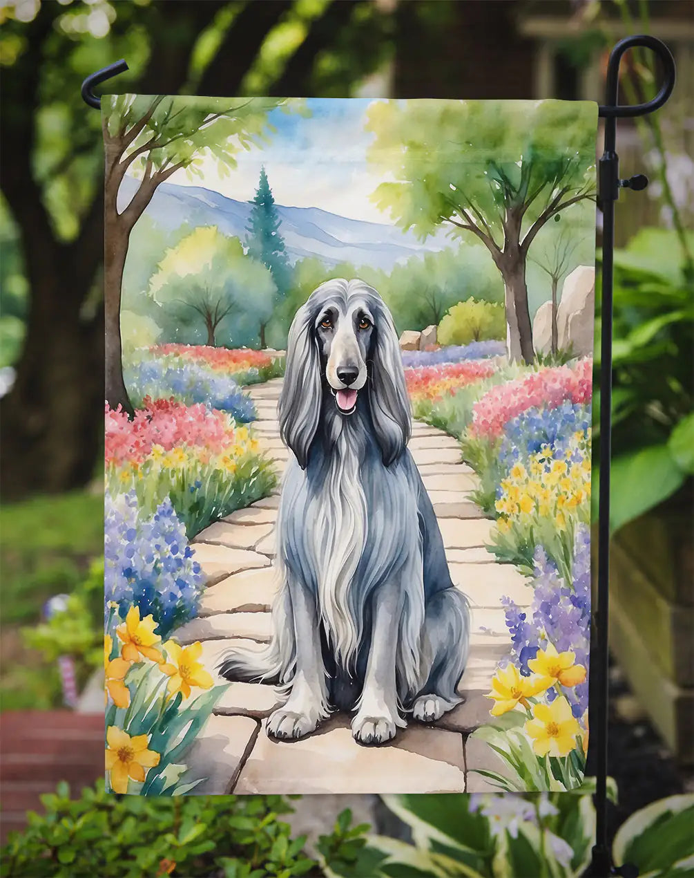 Afghan Hound Spring Garden Garden Flag