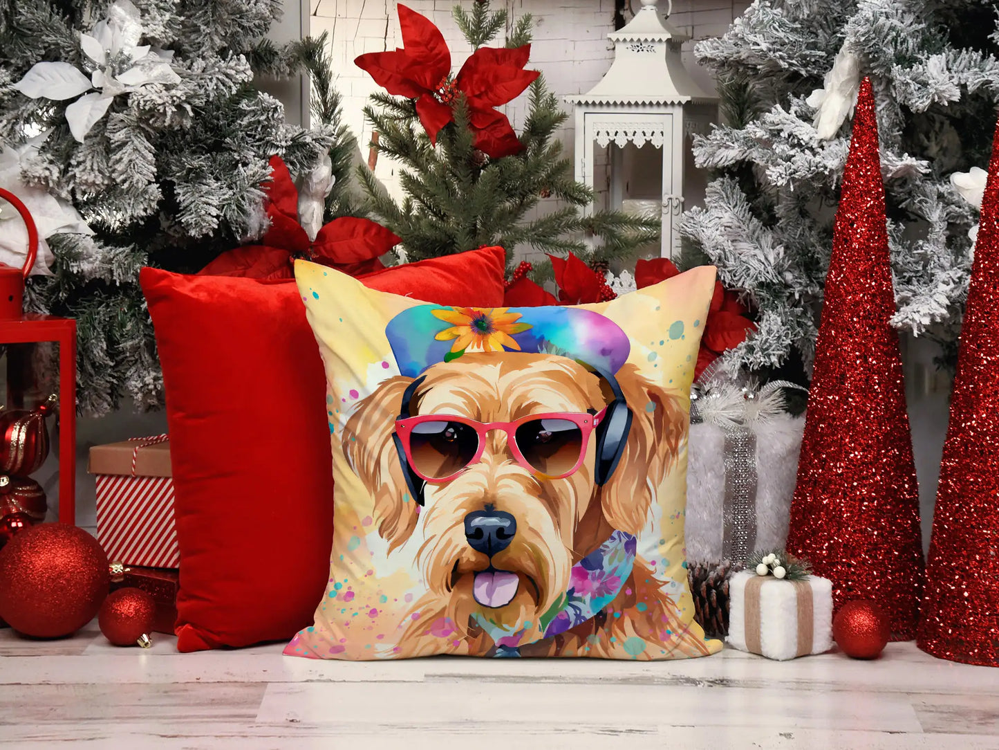 Airedale Terrier Hippie Dawg Throw Pillow