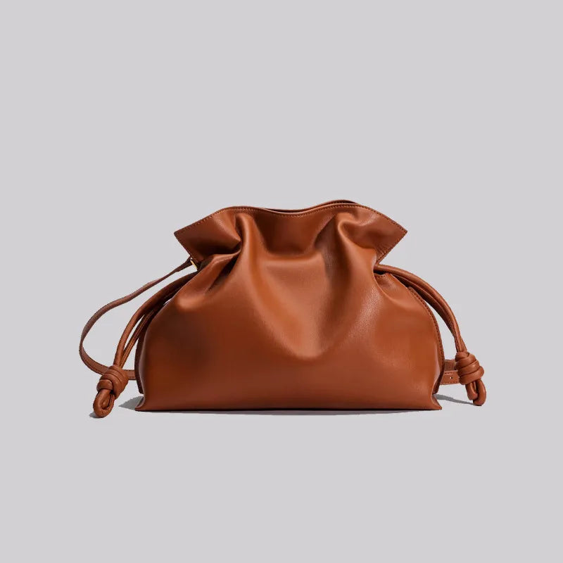 Women Fashion Pleated Cowhide Bag