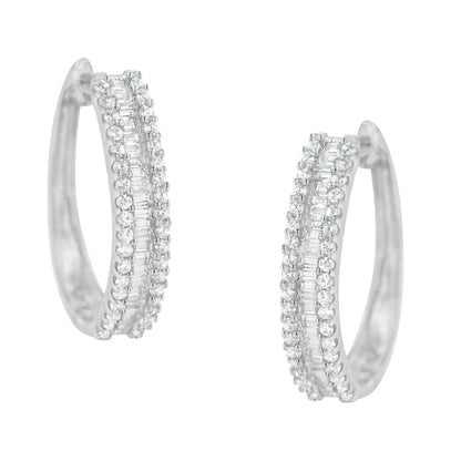 Aretes de Aro de Oro Blanco de 10K con Diamantes (3/4 cttw, Color I-J, Claridad I2-I3)