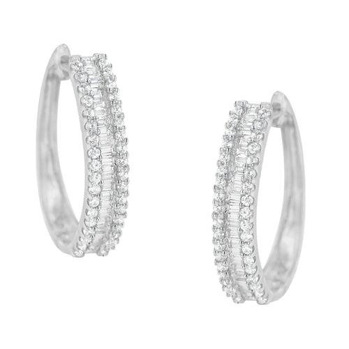 Aretes de Aro de Oro Blanco de 10K con Diamantes (3/4 cttw, Color I-J, Claridad I2-I3)