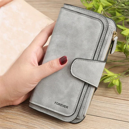 Wallet Brand Coin Purse Scrub Leather Women Wallet Money Phone Bag Female Snap Card Holder Ladies Long Clutch Carteira Feminina