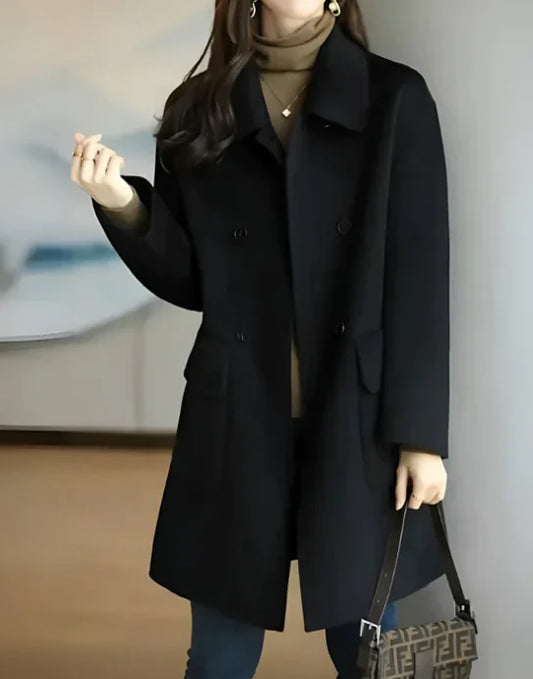 Slim Fit And Mid Length Woolen Coat Fashion