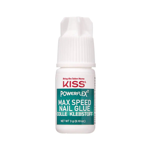 KISS PowerFlex Maximum Speed Nail Glue for Press On Nails, Super Strength Flex Formula Nail Adhesive, Includes One Bottle 3g (0.10 oz.) with Twist-Off Cap & Nozzle Tip Squeeze Applicator 1 Pack