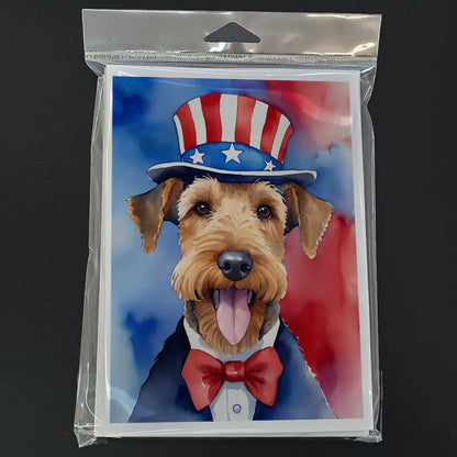 Airedale Terrier Patriotic American Greeting Cards Pack of 8