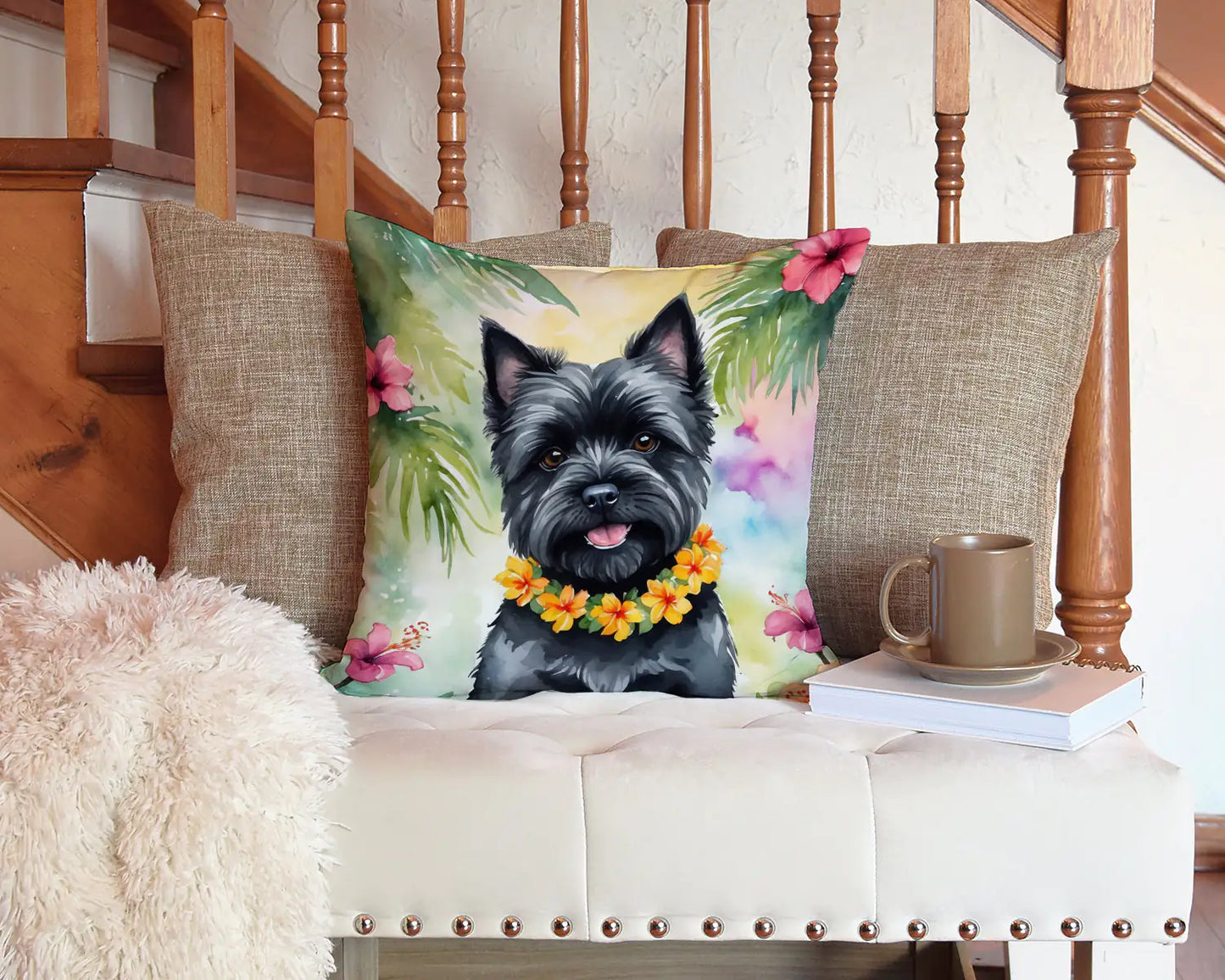 Cairn Terrier Luau Throw Pillow