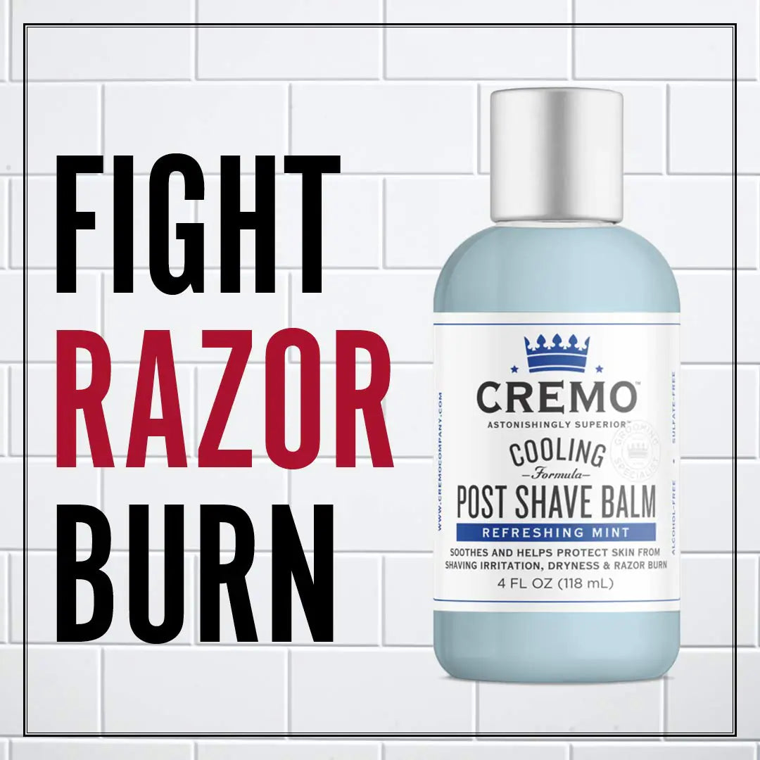 Cremo Astonishingly Superior Razor Refills, (4 Pack) & Cooling Formula Post Shave Balm, Soothes, Cools And Protects Skin From Shaving Irritation, Dryness and Razor Burn, 4 Oz Refills + Shave Balm