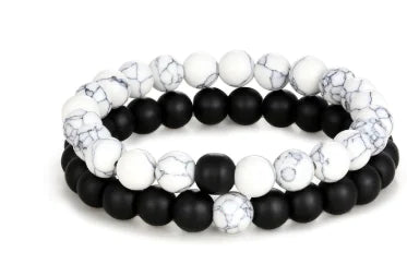 2 Pieces Distance Bracelet Pierre Naturelle Yin Yang Beads Bracelets