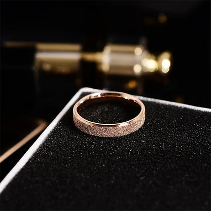 Rose Gold Color Frosted Finger Ring